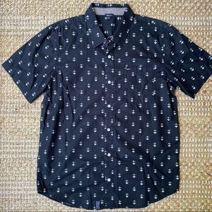 LRG Black Anchor Logo Button Up Short Sleeve XL